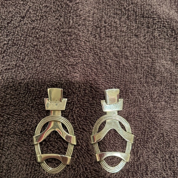 Erika Hult De Corral RIC Modernist Sculptural Sterling Silver Earrings Mexico - Picture 1 of 5